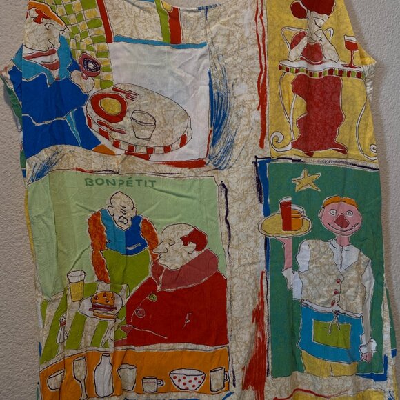 Jams World Bon Appetit Artsy Colorful Rayon Dress Size Large‎ - Picture 3 of 6